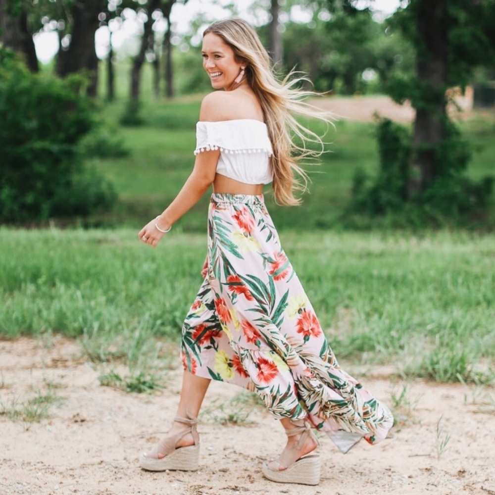 ASOS Blush Tropical Skirt High Low Sz XSmall